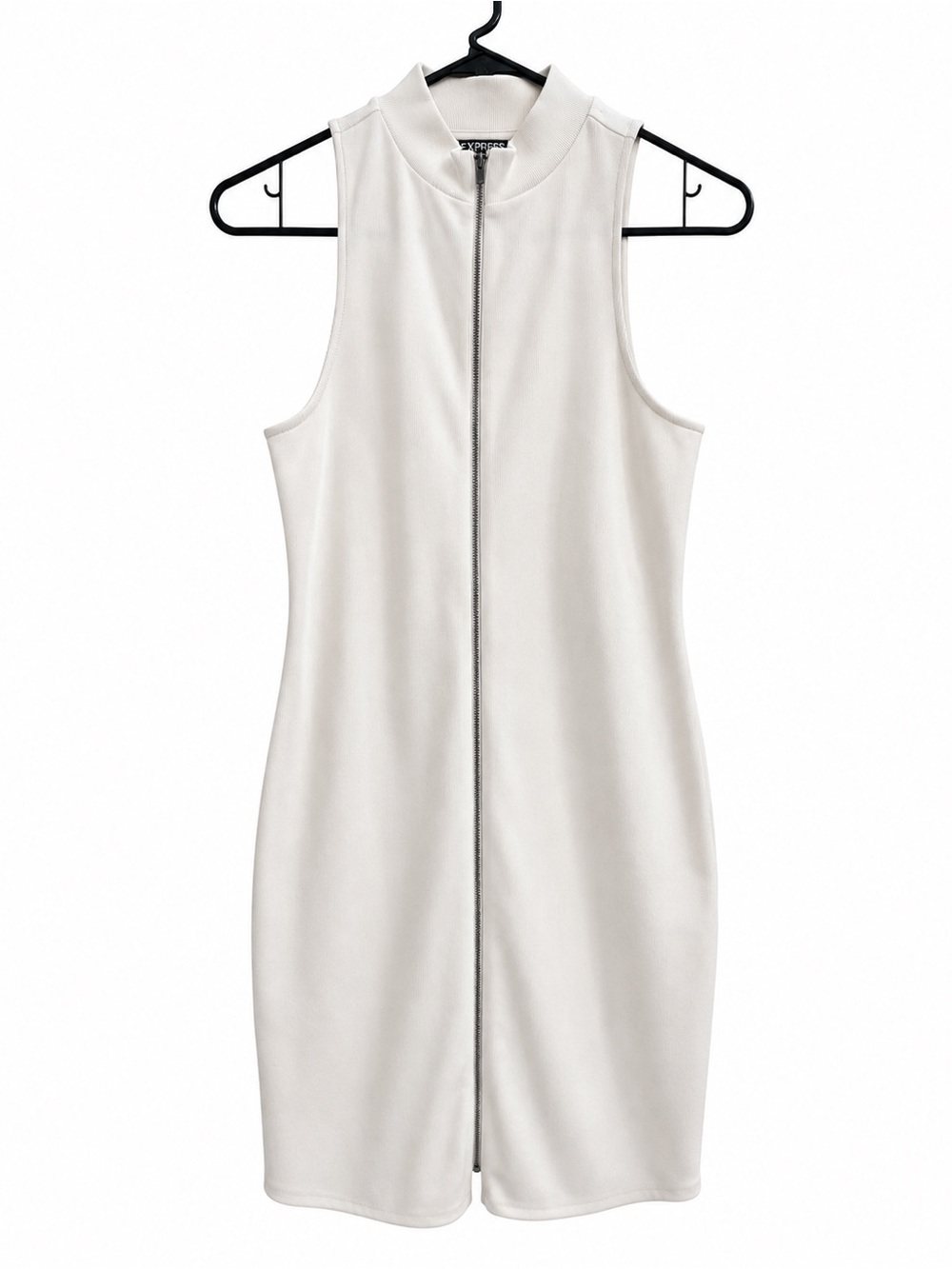 Express Sleeveless Front-Zip White Dress